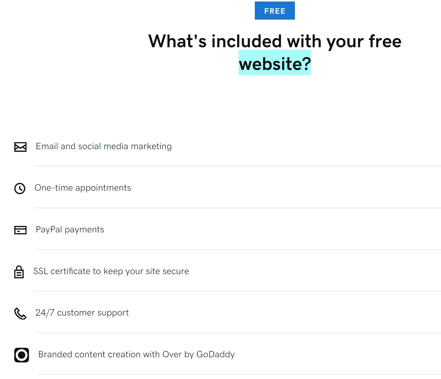 Godaddy free website builder plan