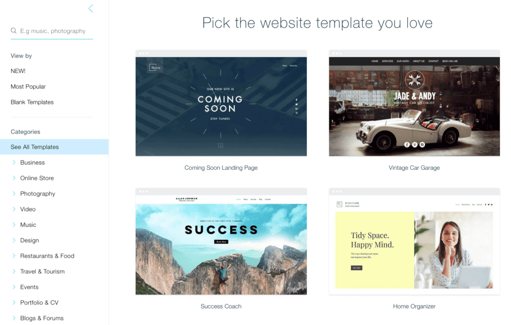 wix review - wix website templates