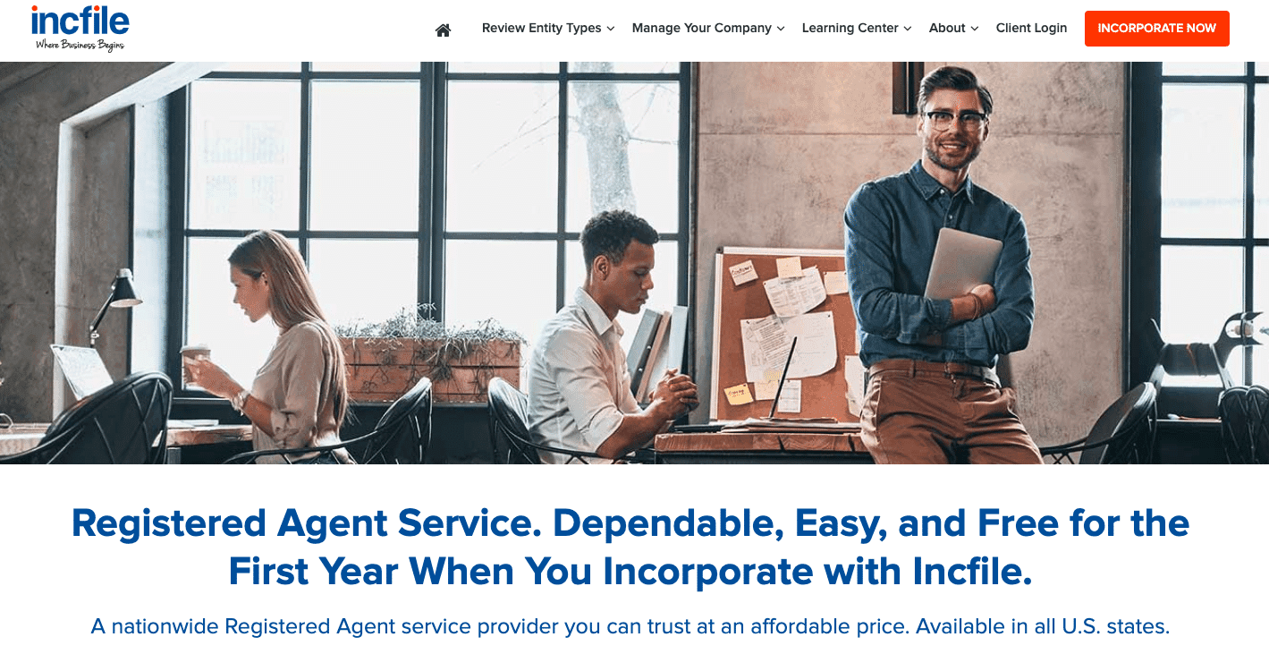 Incfile's Registered agent service