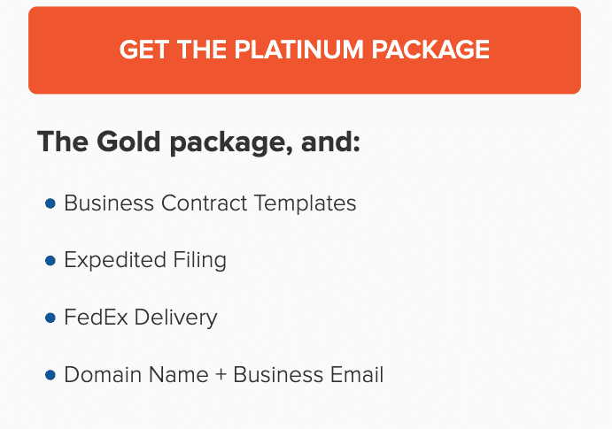 Incfile LLC service Platinum LLC formation Package