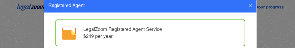 Legalzoom registered agent service price 