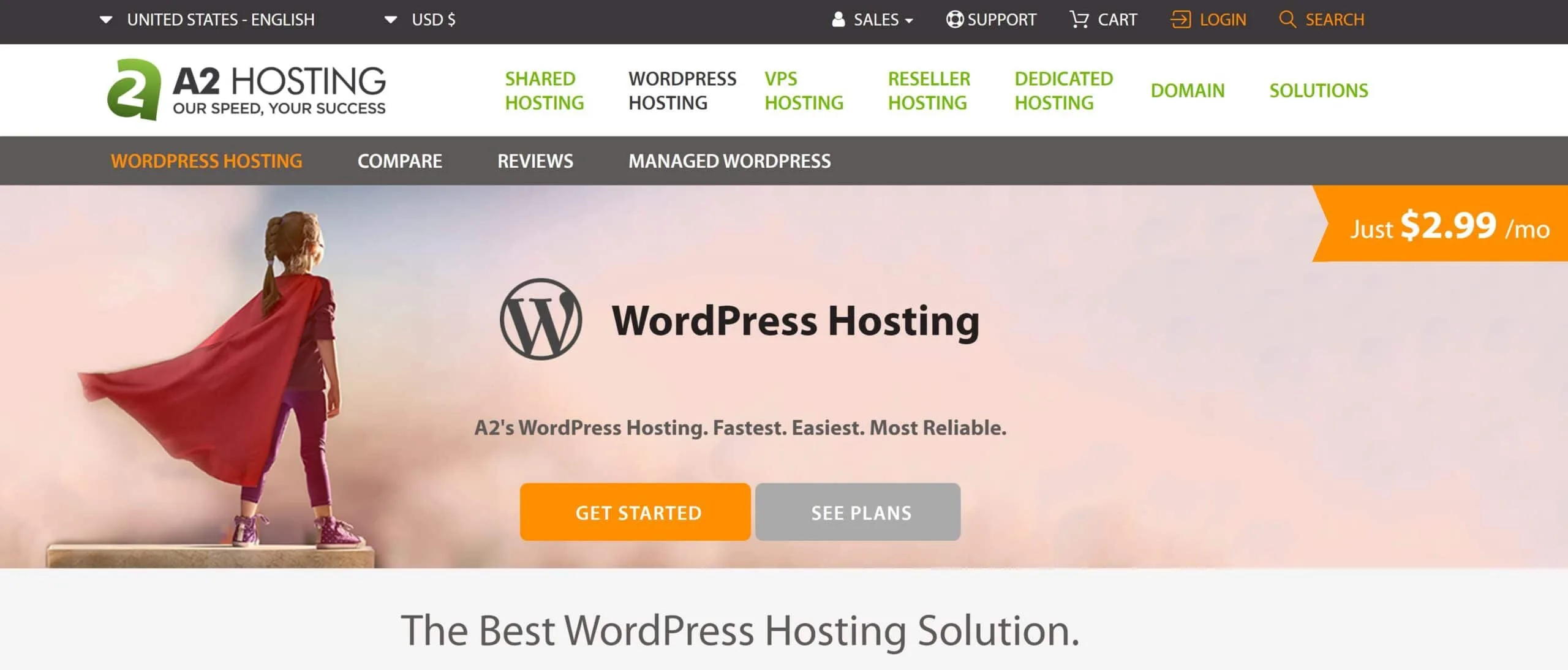 A2 Hosting Service website 2021