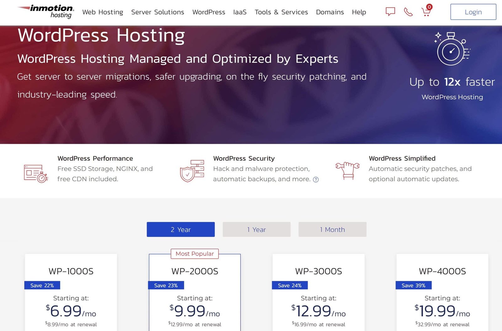 InMotion Hosting WordPress hosting service Pricing plans 2021