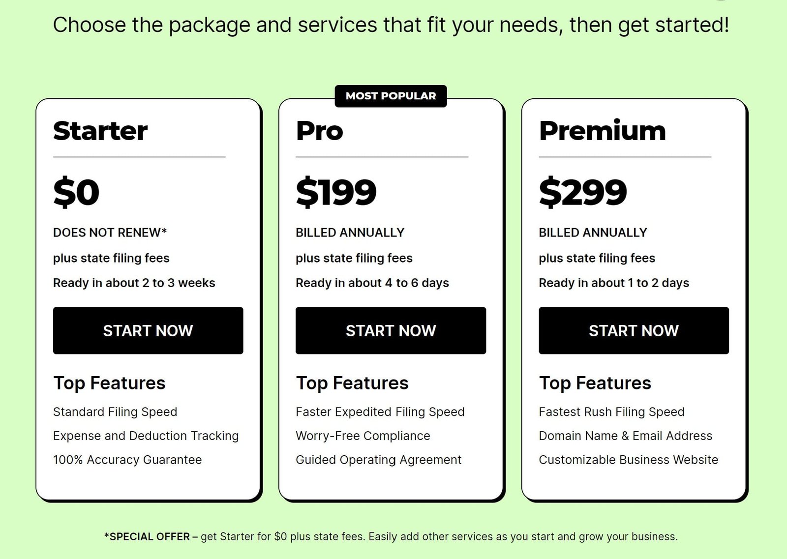 ZenBusiness LLC formation pricing 2023